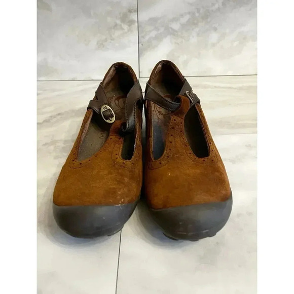 Merrell Plaza Strap Size 7 Mary Jane Shoes Arch Support Dark Spice Suede - Picture 2 of 7